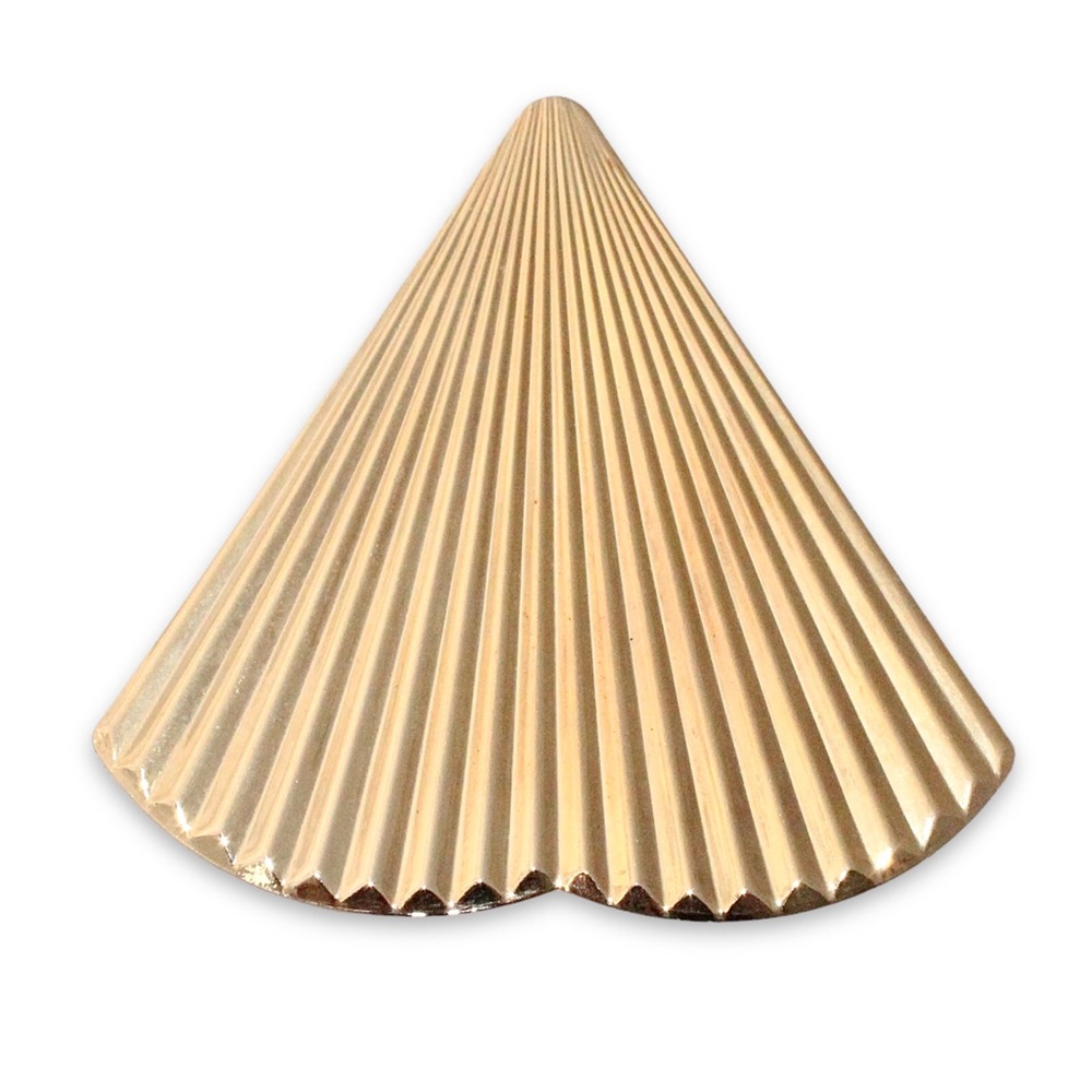 Vintage Scarf Clip Gold Tone Fan Shape Ribbed / Pleated Texture Extra Large
